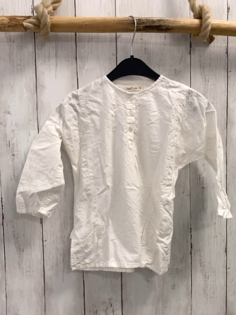 Natura  Bluse  Gr. 98  weiß gestickte Blumen 