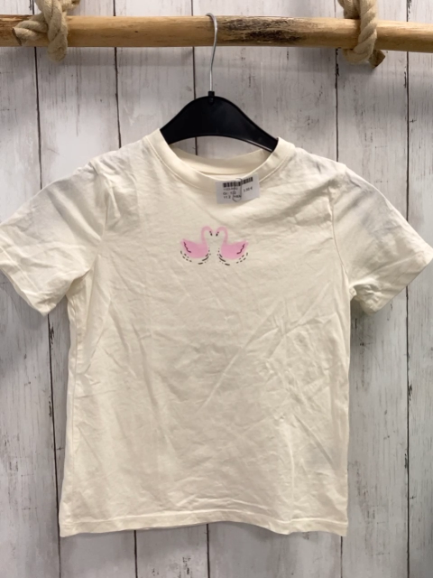 H&M  T-Shirt  Gr. 122  creme rosa Schwäne 