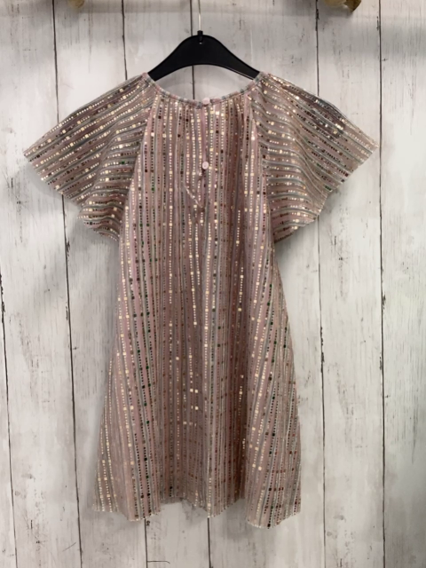 Next  Kleid  Gr. 104  grau silb altrosa Streifen mit Glitzer 