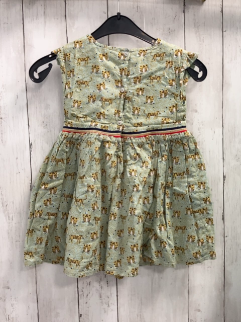 Next  Kleid  Gr. 98  mint Tiger ocker Dreiecke blau golden weiß roter Gürtelstreifen