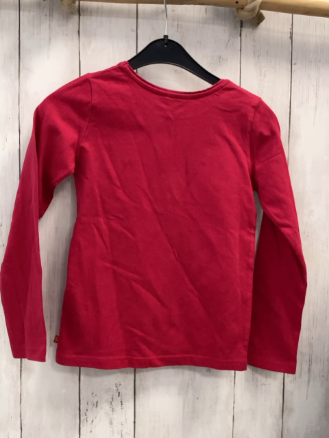 Okaidi Langarmshirt  Gr. 128  rot bunte Sternblumen mit Glitzer 