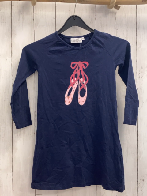 Happy Girls  Kleid  Gr. 122  blau rosa Ballettschuhe mit roten Bändern 
