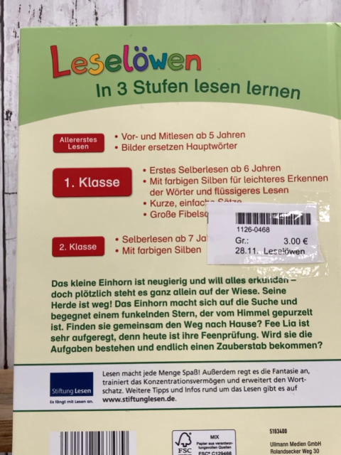 Leselöwen  Buch Einhorn- und Feengeschichten 
