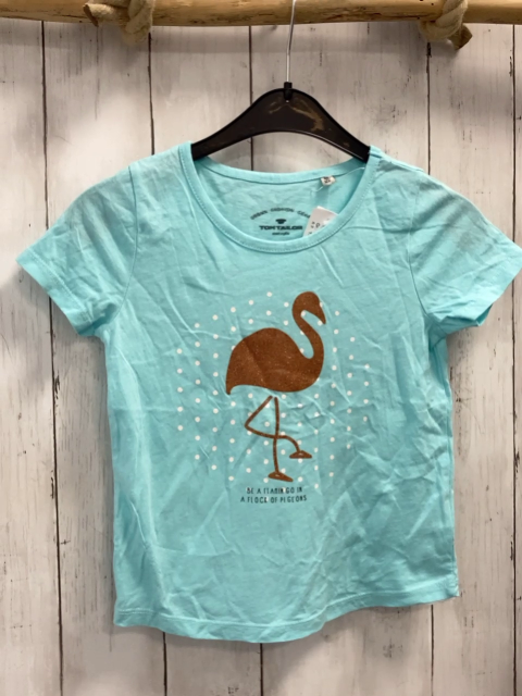 Tom Tailor  T-Shirt  Gr. 116  hellblau bronze Glitzerflamingo weiße Punkte 