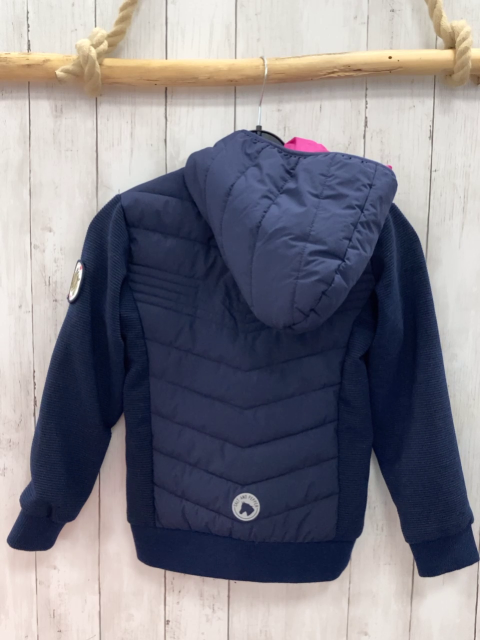 Salt & Pepper  Sweatjacke  Gr. 128  blau mit Rippen pink Reißverschlüsse 