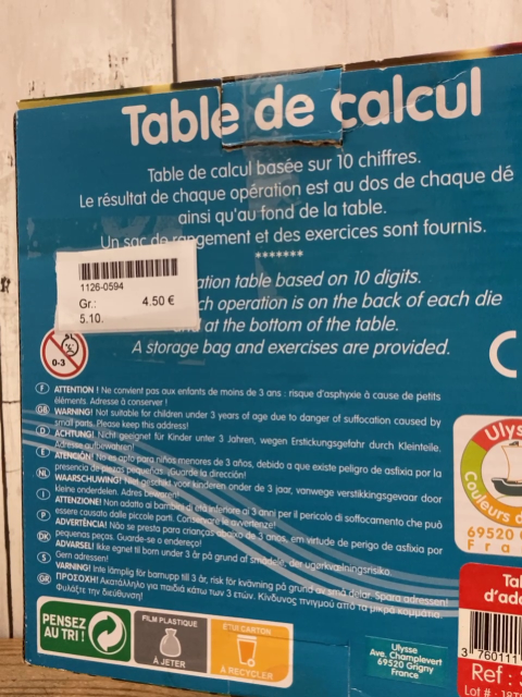  Lernspiel  Table de Calcul Holz mit 1 x 1 Platten 