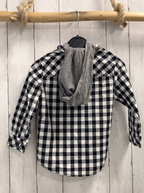 Benetton Hemd  Gr. 92  schwarz weiß kariert graue Kapuze 