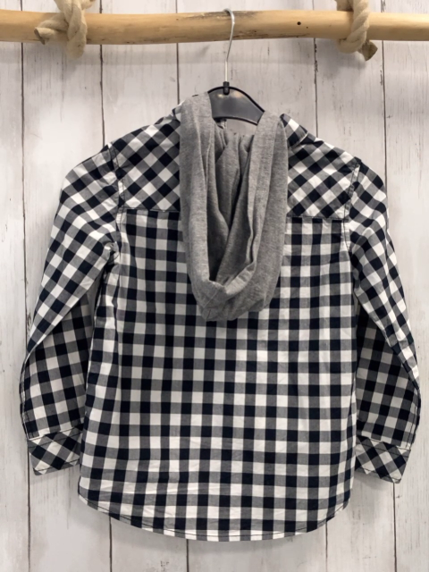 Benetton  Hemd  Gr. 110  schwarz weiß kariert graue Kapuze 