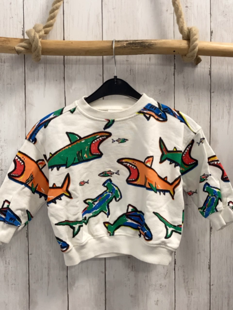 Zara  Pullover  Gr. 86  weiß bunte Haie und Fische 