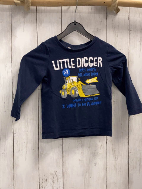   Langarmshirt Gr. 92  blau Bagger Schrift 