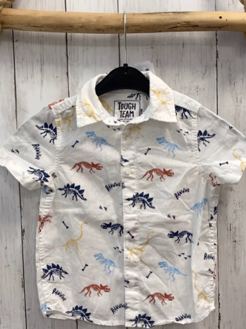  Sommerhemd Gr. 98  weiß bunte Dinosskelette
