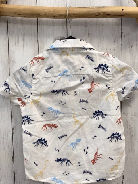  Sommerhemd Gr. 98  weiß bunte Dinosskelette