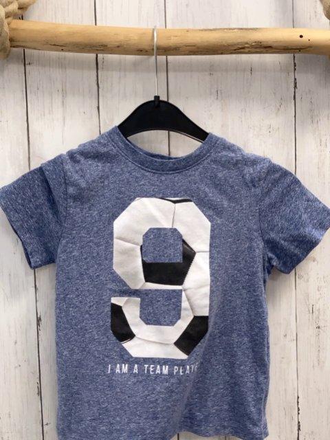 H&M T-Shirt Gr. 98  hellblau meliert Zahl
