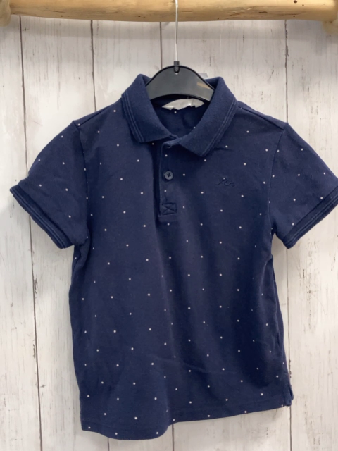 mango T-Shirt Gr. 110  blau weiße Punkte Polokragen