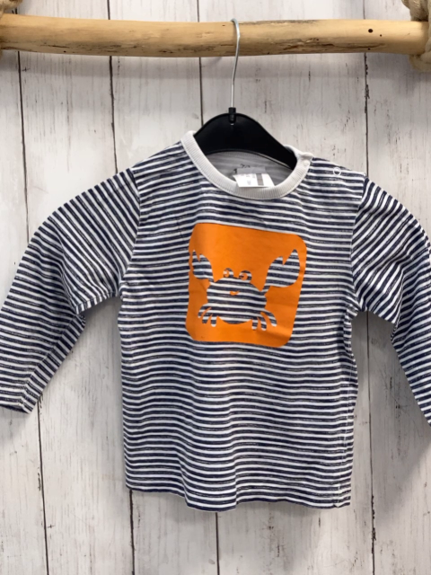  Langarmshirt Gr. 92  blau weiß gestreift Krabbe