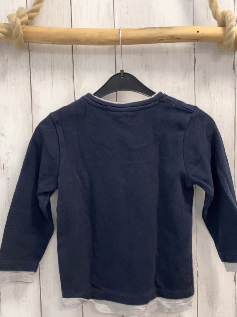 Pullover Gr. 116  blau Struktur grauer Bund