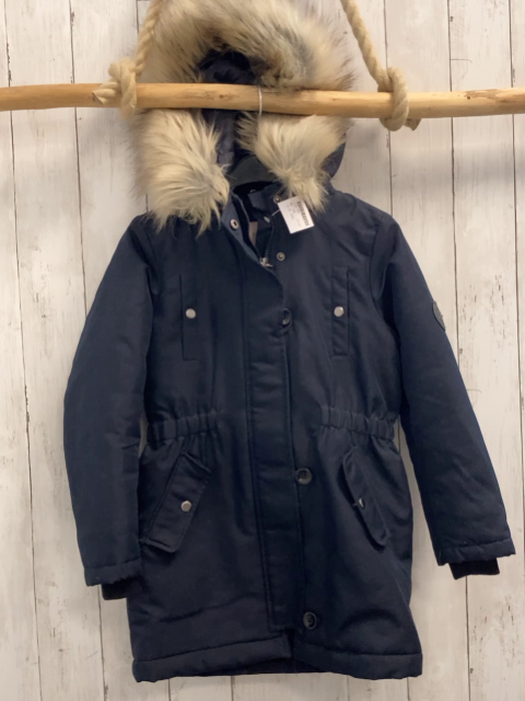 Only Jacke Gr. 134  blau Fellbund an Kapuze