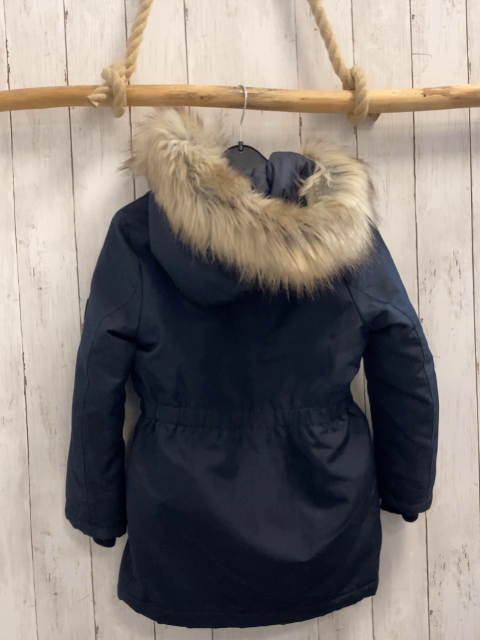 Only Jacke Gr. 134  blau Fellbund an Kapuze