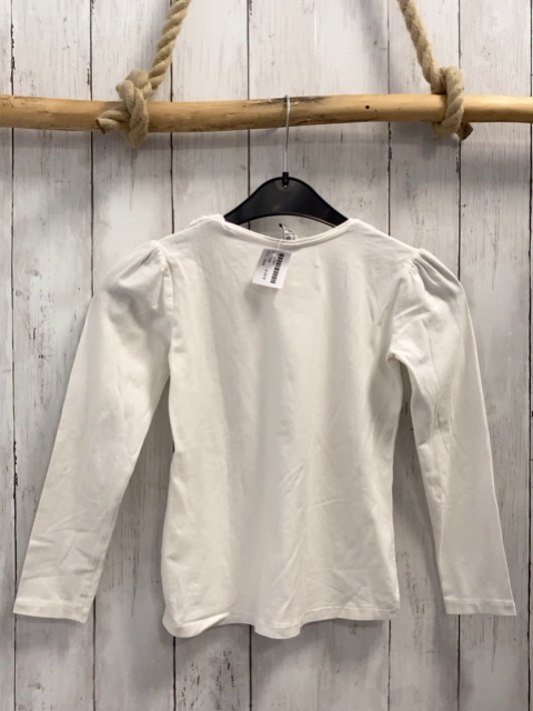 Zara  Langarmshirt  Gr. 128  weiß Rosetten am Ausschnitt 