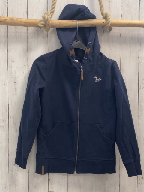   Sweatjacke  Gr. 146/152   blau silber Pferd Kapuze 