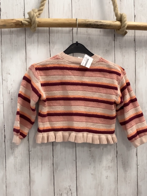   Pullover  Gr. 104  rosa lachs weinrot orange Streifen Strick