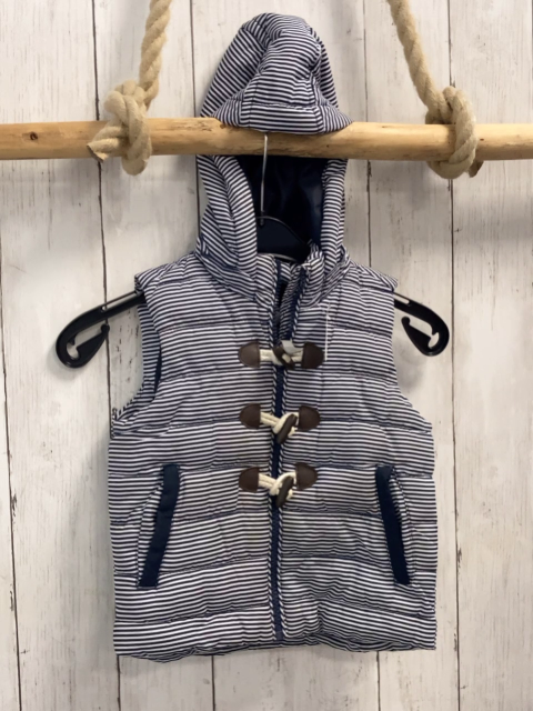   Weste  Gr. 86  blau weiße Streifen Kapuze braune Applikationen + Knebelknöpfe 