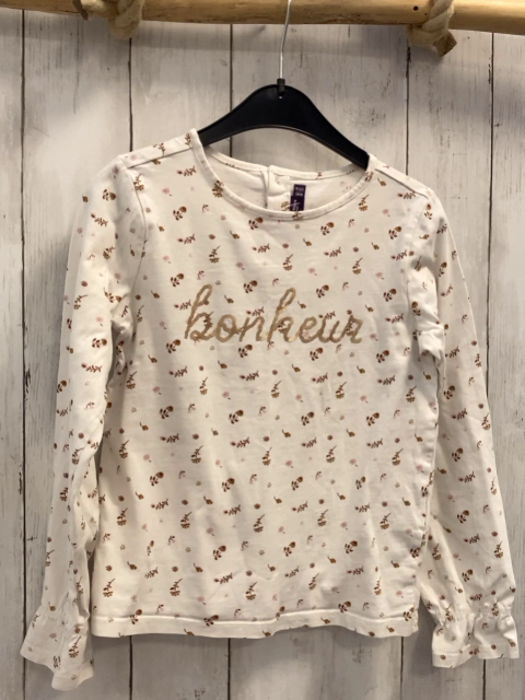 sergent major Langarmshirt Gr. 128  weiß Blumen Pailettenschrift