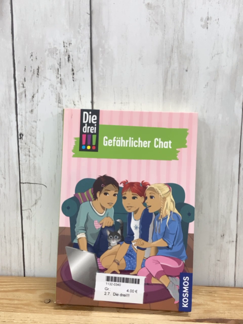 Die drei!!!  Buch Gefährlicher Chat 