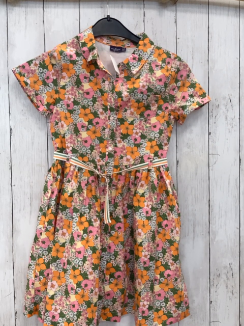 Sergent Major  Kleid  Gr. 134  grün orange rosa pink weiße Blumen gestreifter Gürtel 