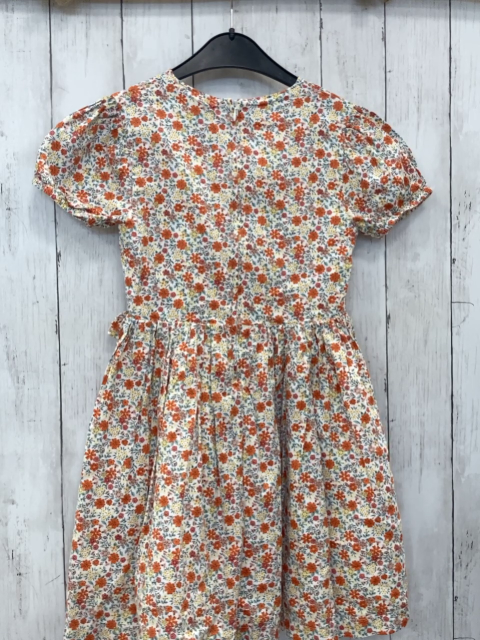 Sergent Major  Kleid  Gr. 134  weiß orange gelb altrosa Blumen hellblaue Blätter 