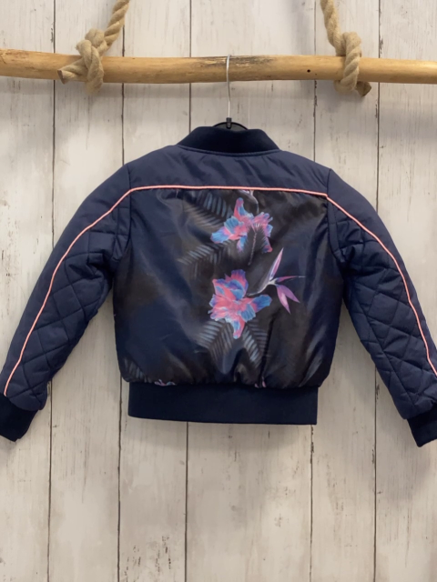 Cars Jeans  Jacke  Gr. 98  blau schwarz bunte Blätter apriicot Bund dunkelblauer Strickbund 