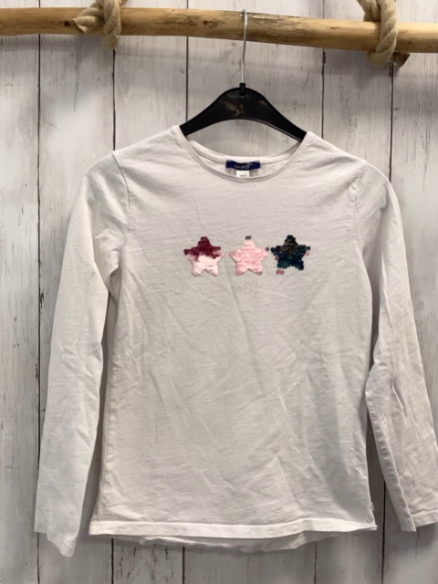 Okaid Langarmshirt  Gr. 140  weiß bunte Pailettensterne