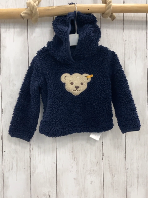 Steiff  Pullover  Gr. 80  blau Plüsch Kapuze Bärenkopf 