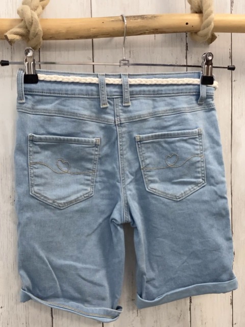   Shorts  Gr. 146  blau Jeans Umschlag weißer Grütel 