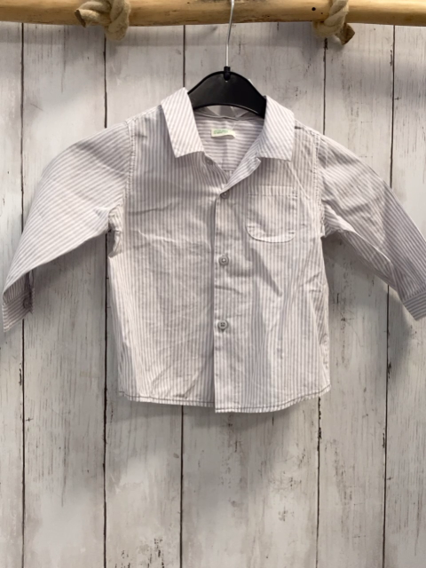 Benetton  Hemd  Gr. 74  grau weiße Streifen 