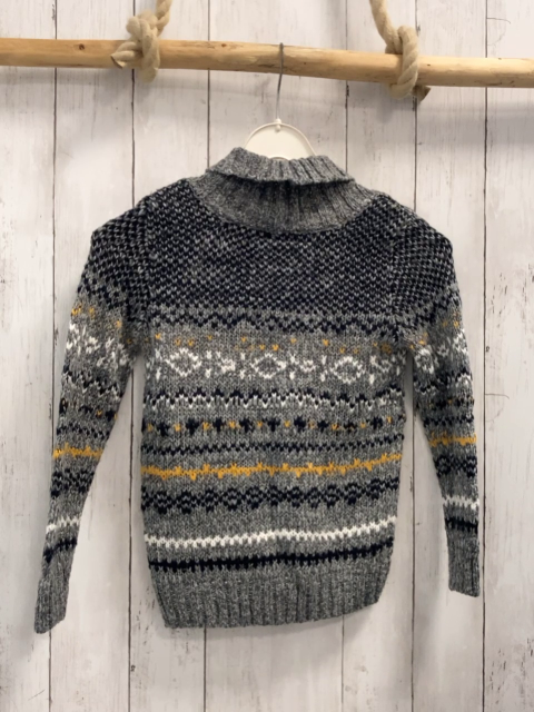 reserved Strickjacke Gr. 116  grau weiß ocker Muster 