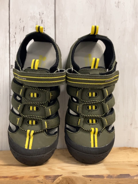 Dockers  Halbsandalen  Gr. 34  oliv dunkelgrau gelbe Applikationen 