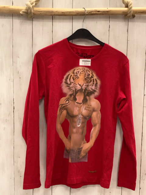 Cipo & Baxx  Langarmshirt  Gr. 164/170  rot Mann mit Tigerkopf 