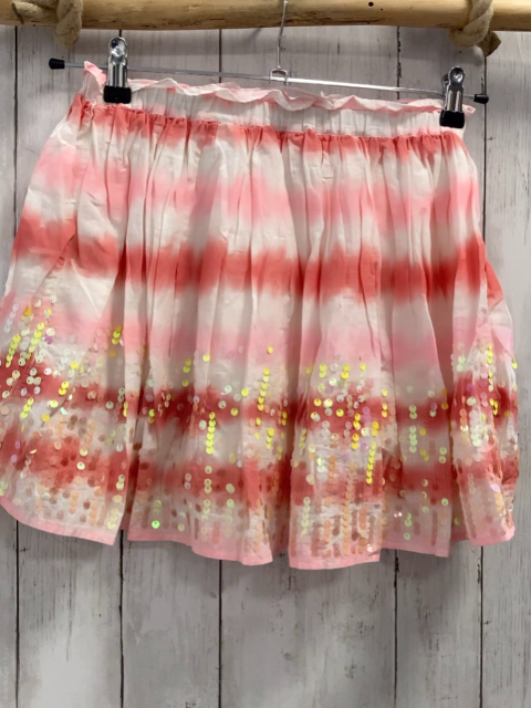 H&M  Rock  Gr. 134  weiß rot rosa Streifen Pailetten 