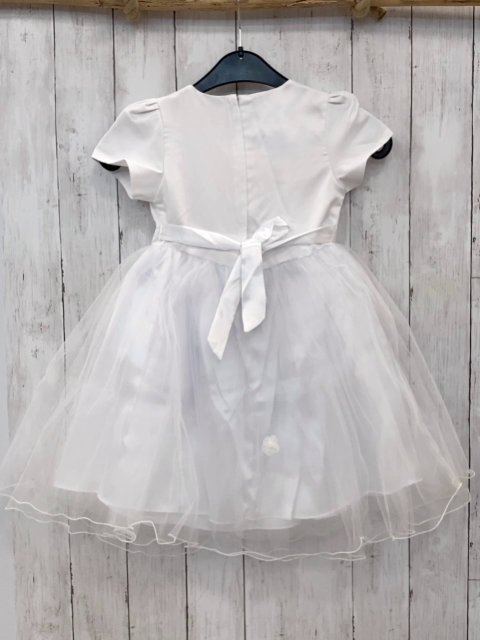 neu  Kleid  Gr. 116  weiß mit Tüllüberrock Piletten Stickerei 