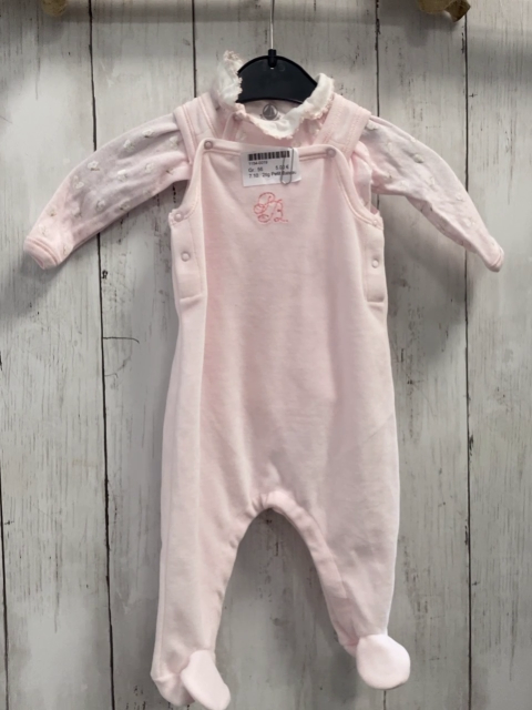 2tlg Petit Bateau  Strampler + Langarmbody  Gr. 56  rosa Nicky + weiße Schmetterlinge + weißer Kragen 