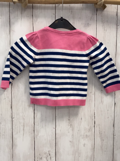H&M  Strickjacke  Gr. 74  blau weiße Streifen pink bund 
