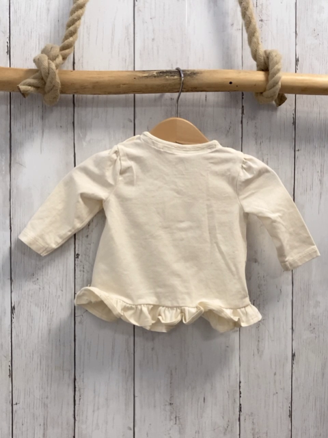 Next  Langarmshirt  Gr. 62  creme Hasen Rüschensaum 