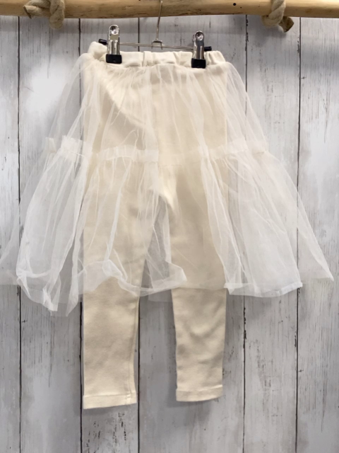   Leggngs  Gr. 104  creme mit weißem transparenten Tüllrock