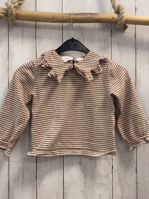 zara Pullover Gr. 104  beige rost Streifen großer Kragen