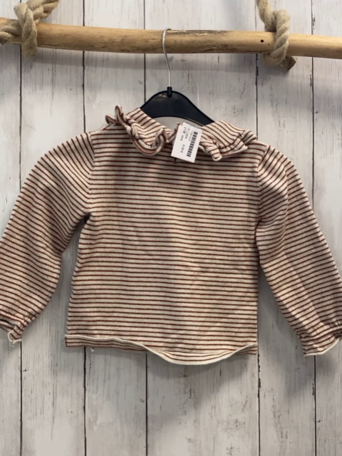 zara Pullover Gr. 104  beige rost Streifen großer Kragen