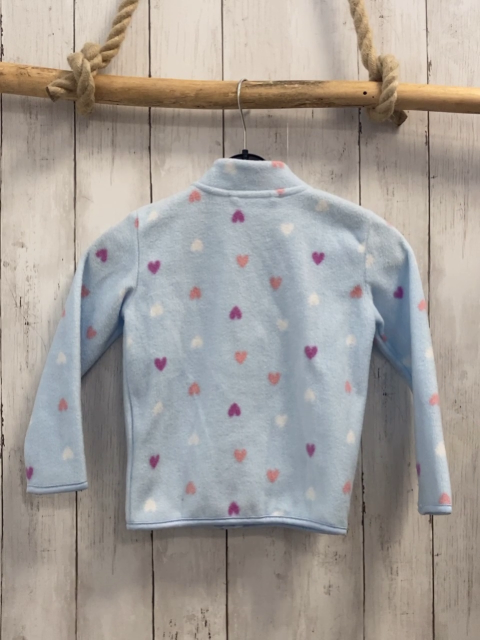  Fleecejacke Gr. 98  hellblau bunte Herzen