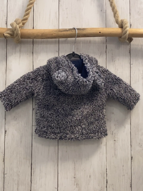   Plüschjacke  Gr. 56  blau hellgrau meliert Kapuze mit Ohren 
