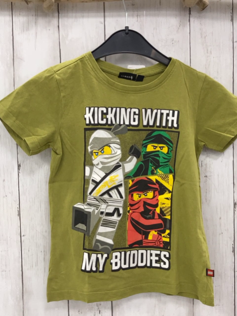 Lego  T-Shirt  Gr. 122  hellgrün Ninjagofiguren Schrift 