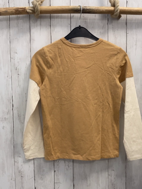 neu Sergent Major  Langarmshirt  Gr. 140  ocker Wolf spielt Fußball weiße Ärmel NP 19,99 € 